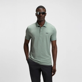 Paddy Striped Cotton Polo Open Green Boss men's fashion and office attire