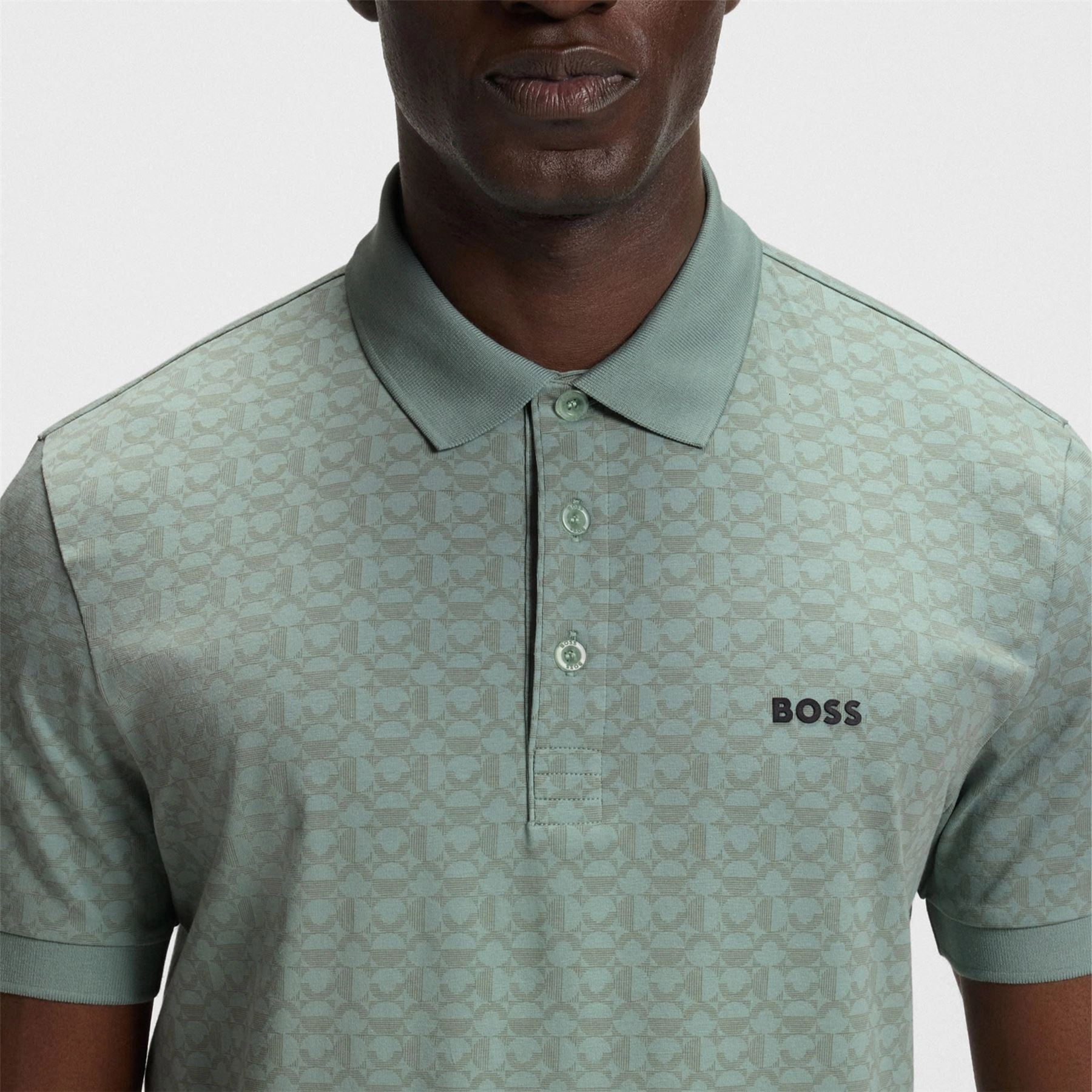 Paddy Striped Cotton Polo Open Green Boss Men's Fashion