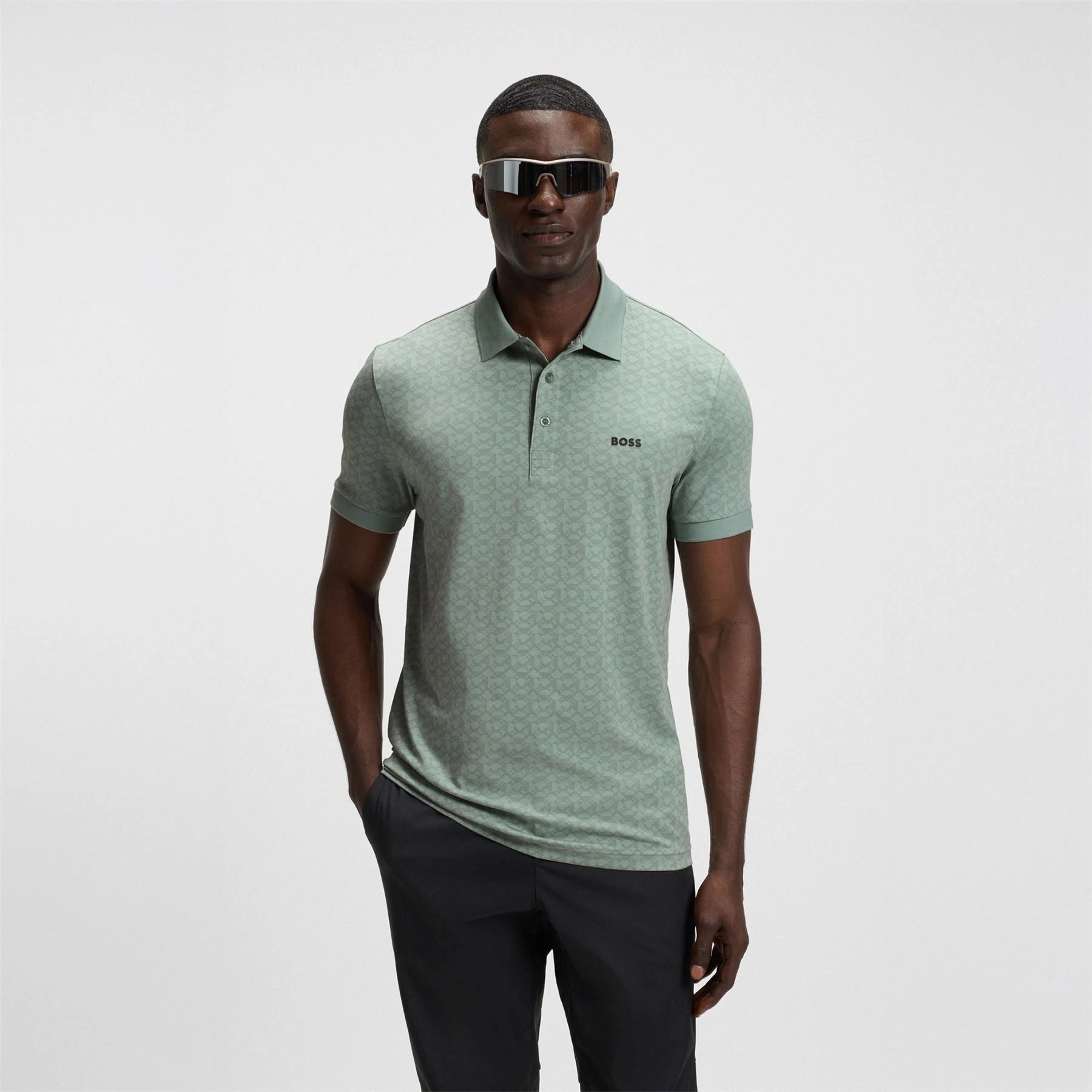 Paddy Striped Cotton Polo Open Green Boss men's fashion and office attire