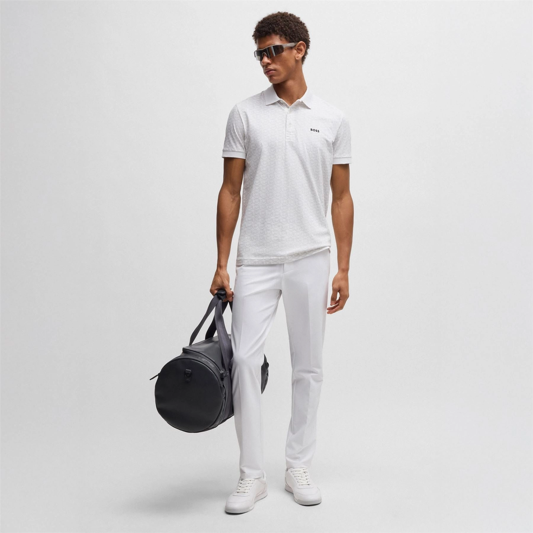 Paddy Striped Cotton Polo White Boss Men's Fashion