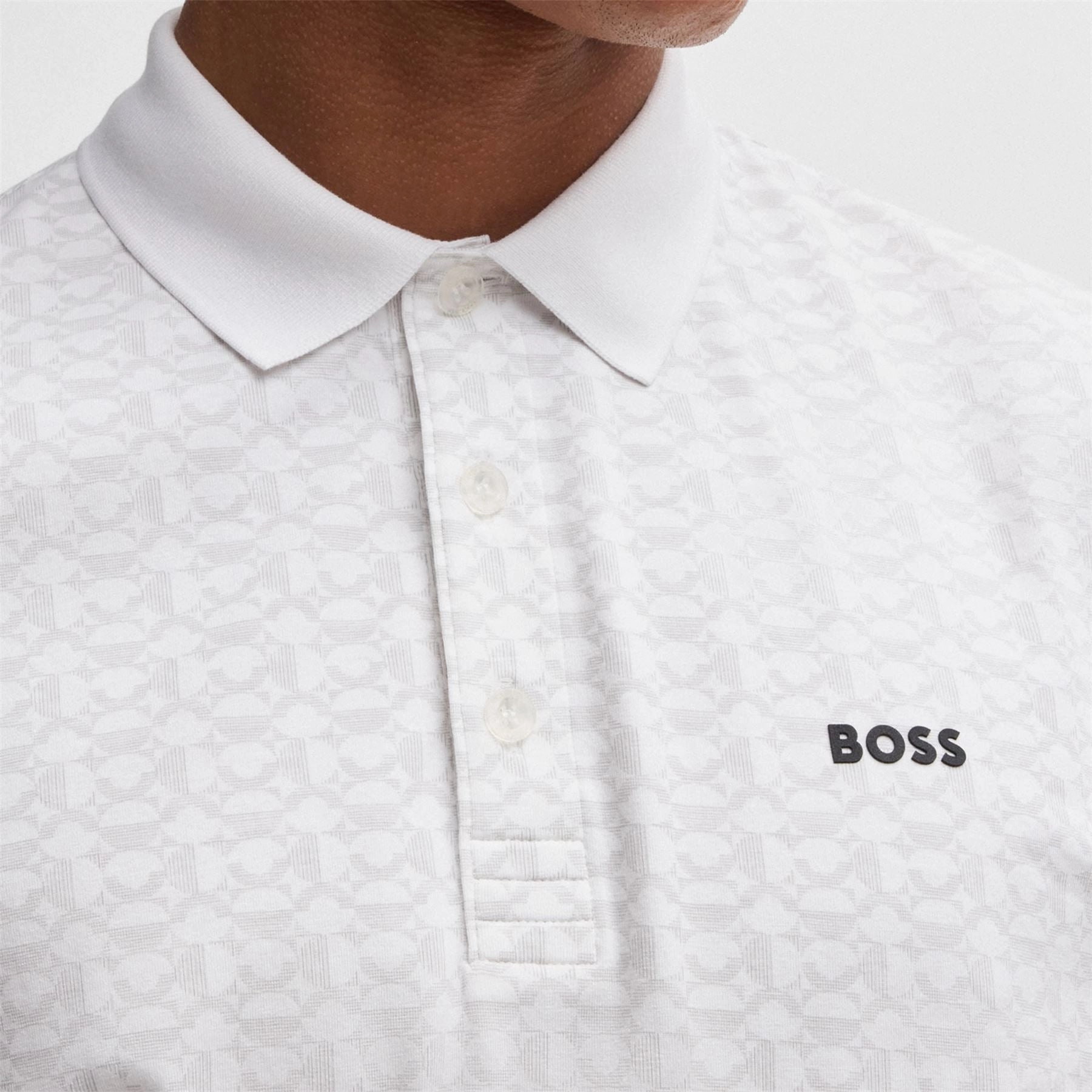 Paddy Striped Cotton Polo White Boss Men's Fashion