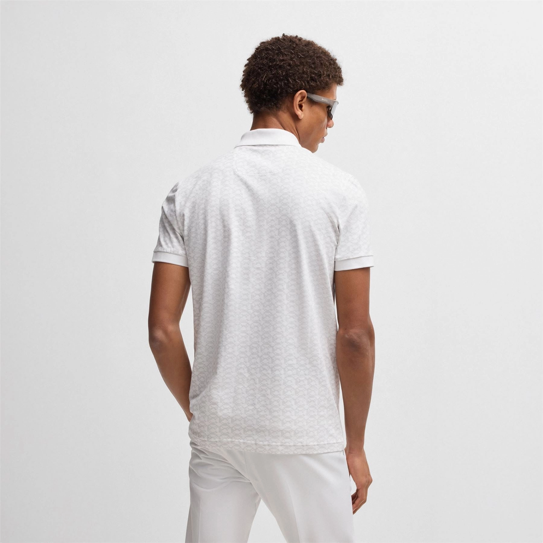 Paddy Striped Cotton Polo White Boss Men's Fashion