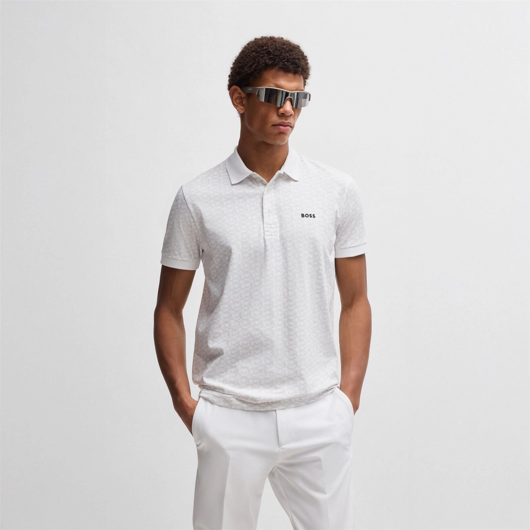 Paddy Striped Cotton Polo White Boss men's fashion and office attire