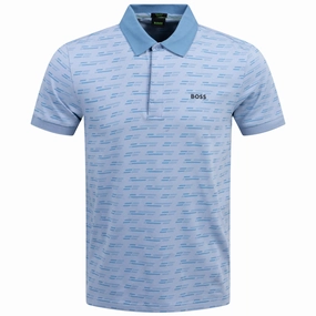 Paddy Tape Polo Open Blue Boss men's fashion and office attire