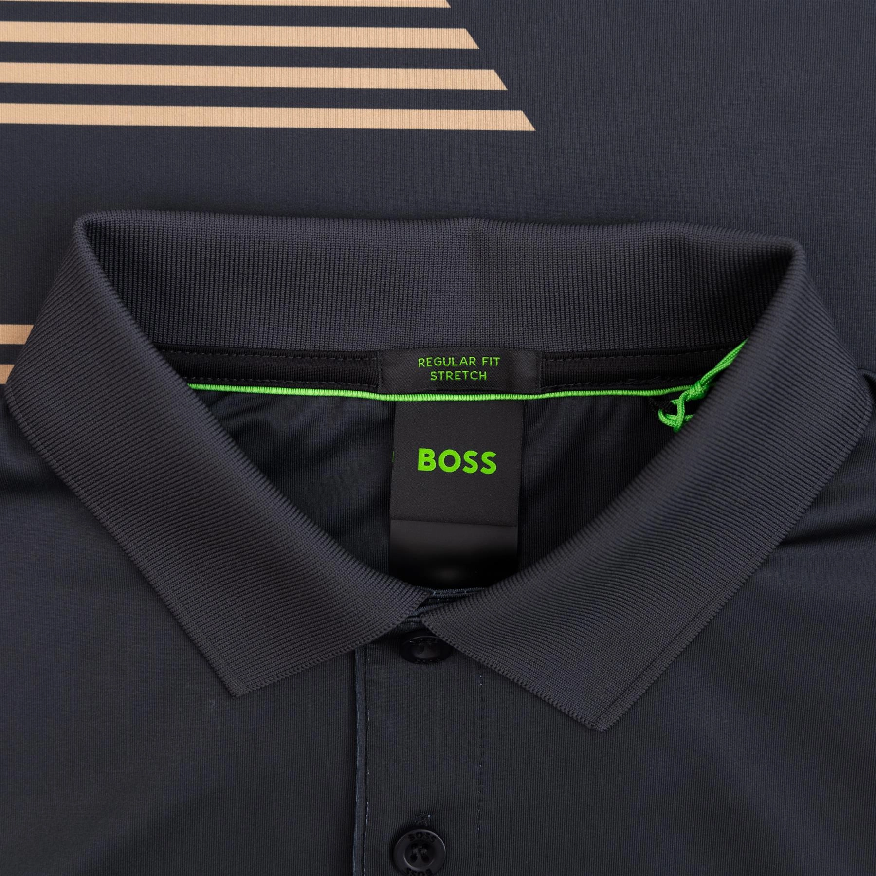 Paddy Tape Print Polo Black Boss Men's Fashion