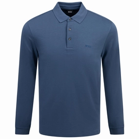 Pado 30 LS Polo Medium Blue Boss men's fashion and office attire