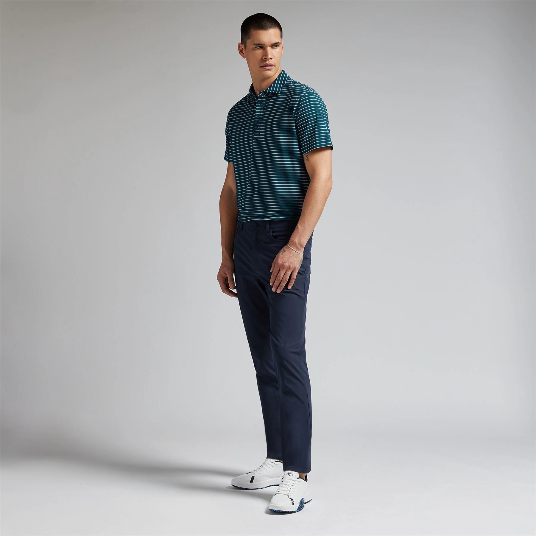Pencil Stripe Tech Jersey Polo Deep Sea G/Fore Men's Fashion