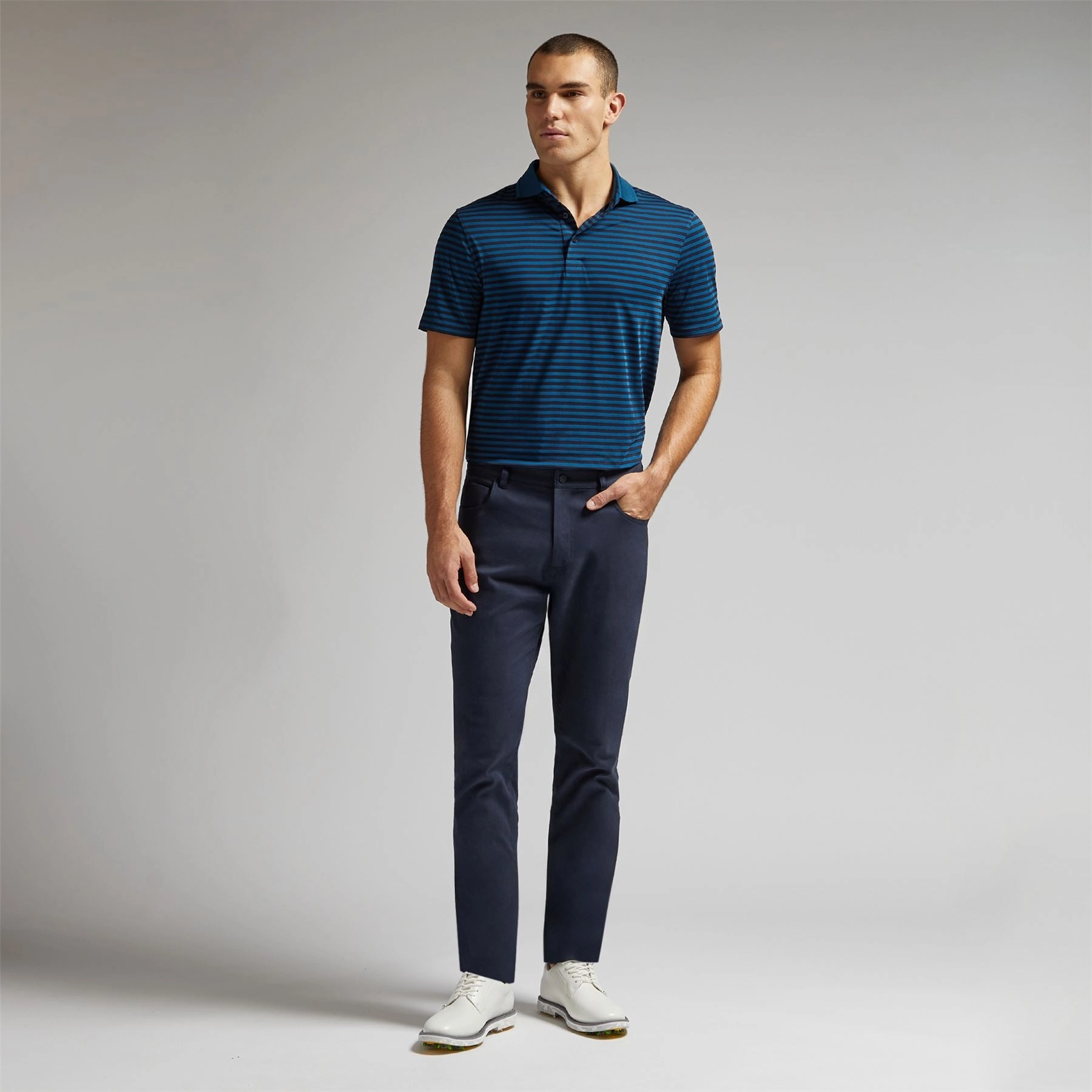 Perforated Stripe Tech Jersey Polo Twilight G/Fore Men's Fashion