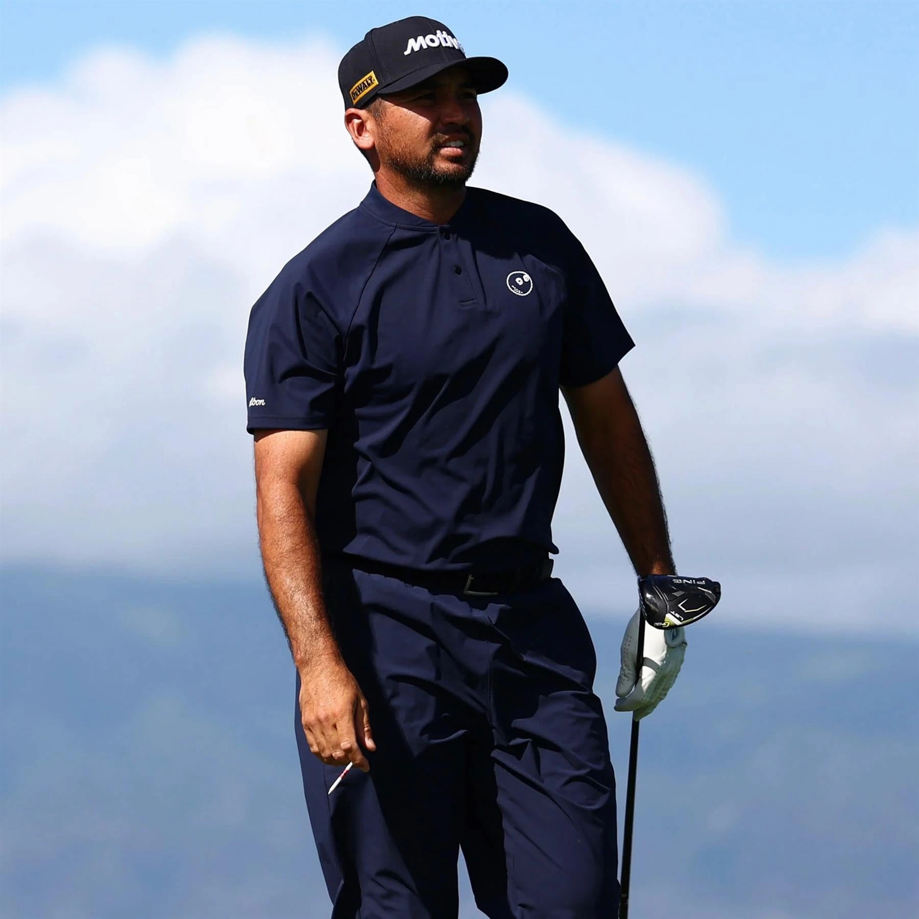 Performance Blade Collar Polo Navy Malbon Men's Golf Lifestyle Wear