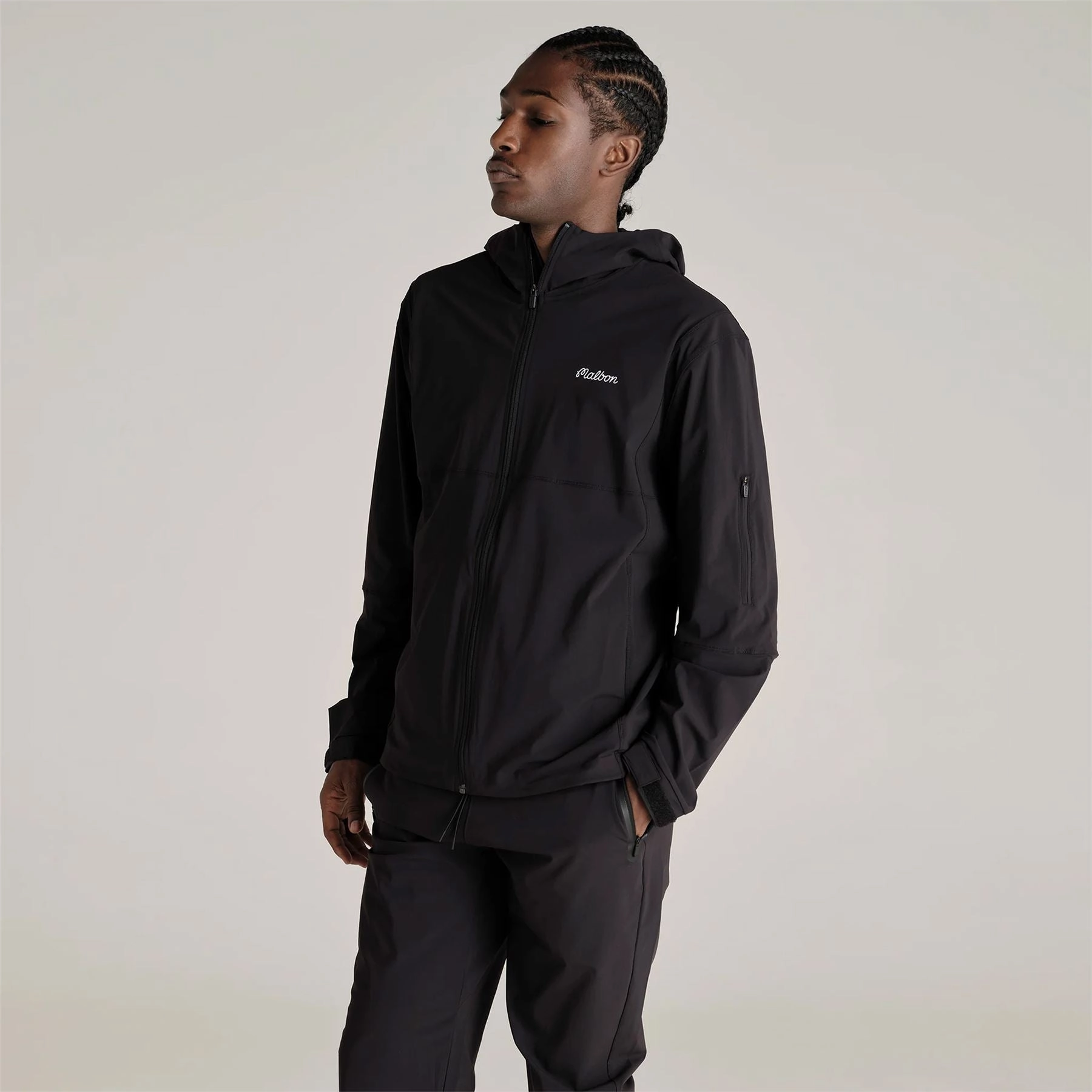 Performance Full Zip Shell Jacket Black Malbon Men's Golf Lifestyle Wear