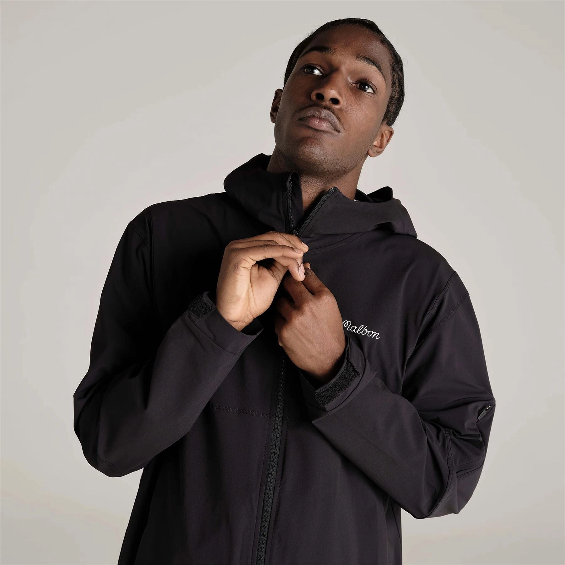 Performance Full Zip Shell Jacket Black Malbon Men's Golf Lifestyle Wear