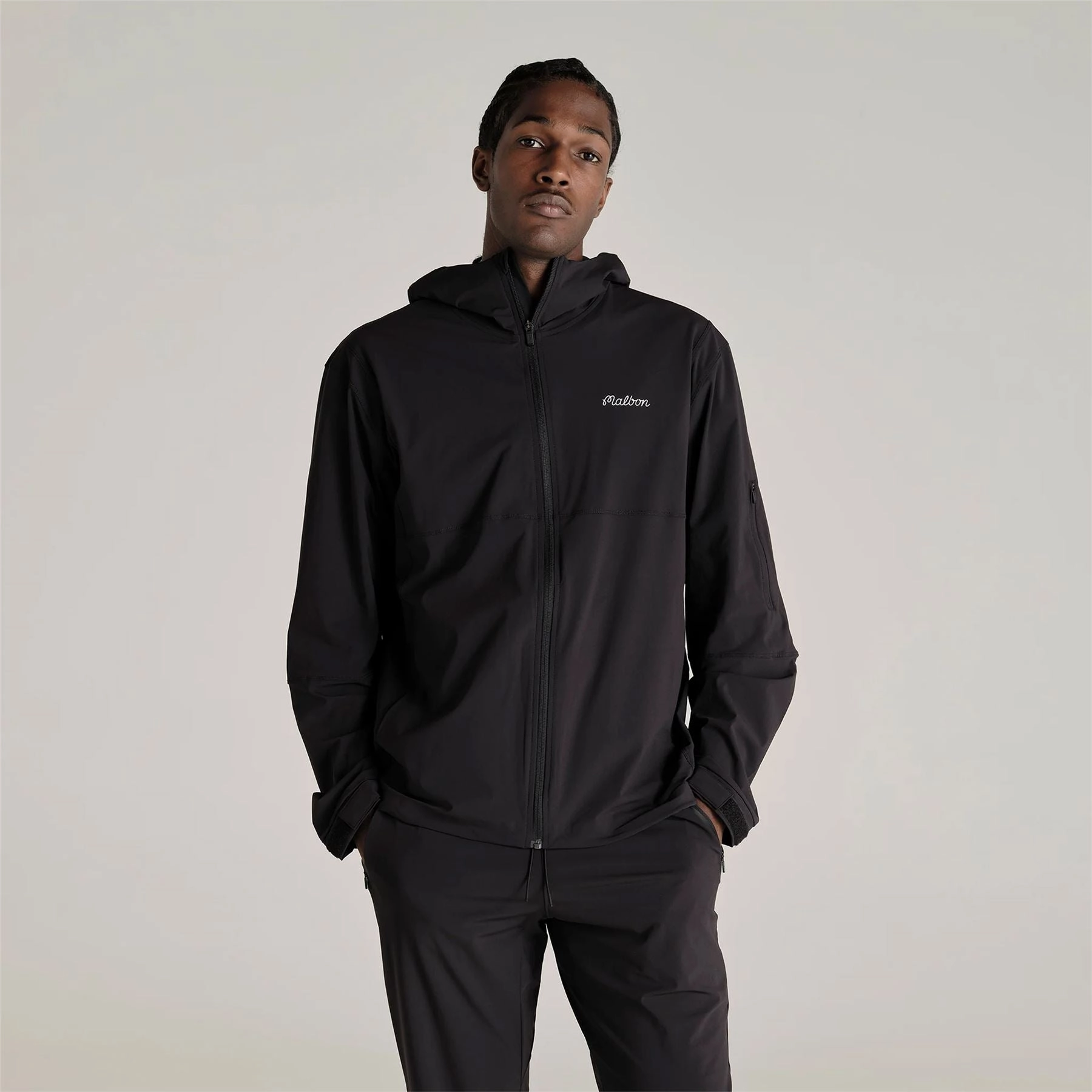 Performance Full Zip Shell Jacket Black Malbon Men's Golf Lifestyle Wear