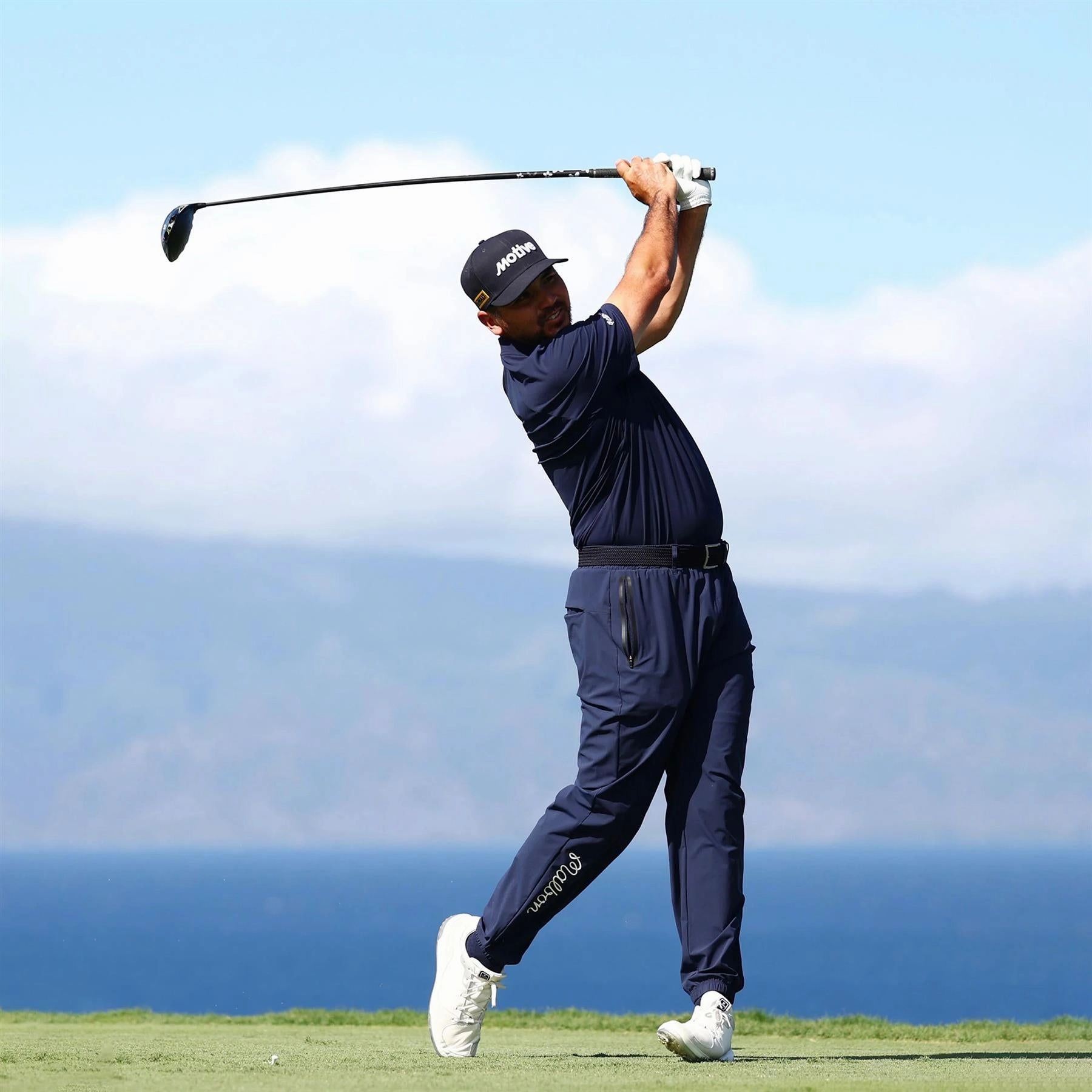 Performance Nylon Tech Trousers Navy Malbon Men's Golf Lifestyle Wear