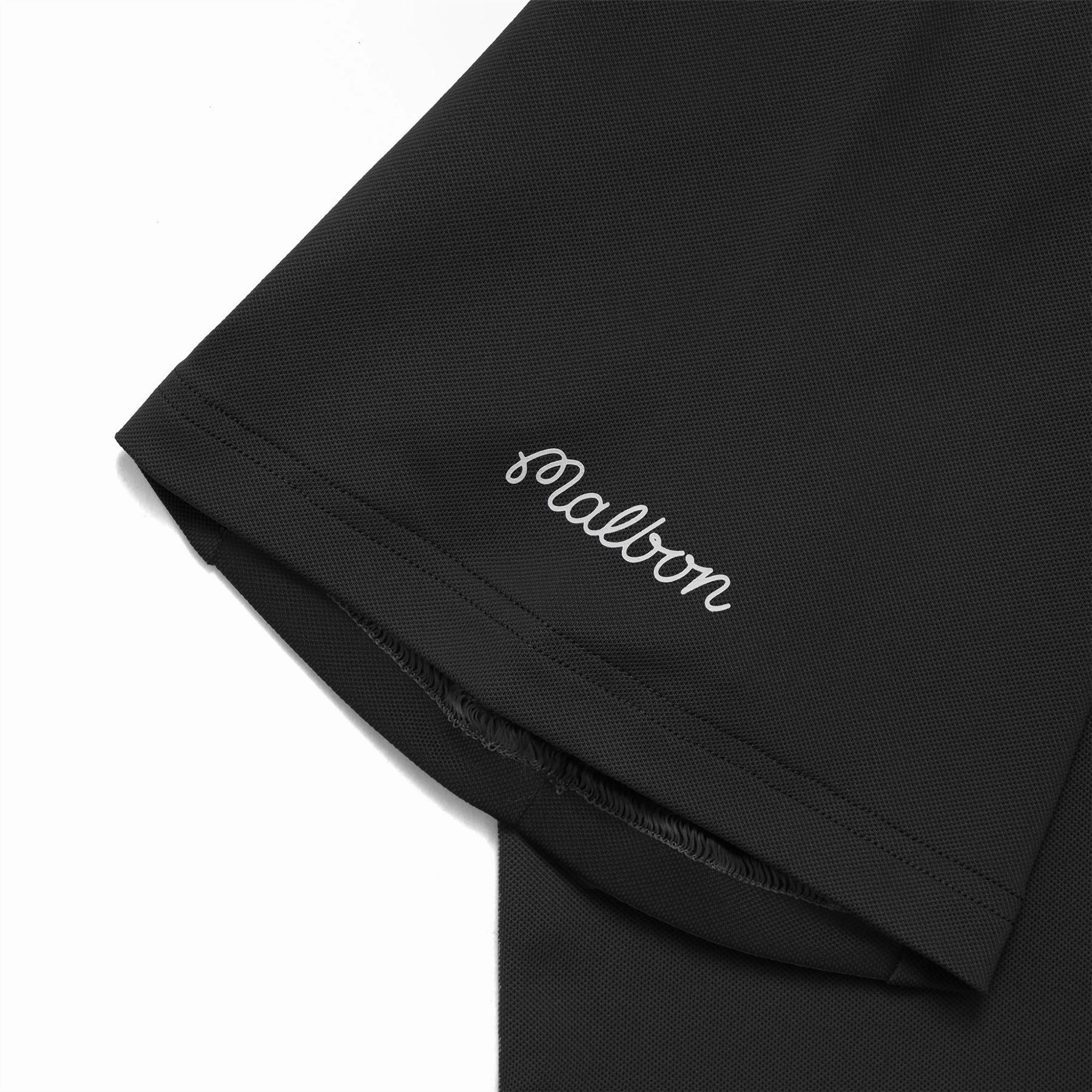 Performance Pique Polo Black Malbon Men's Golf Lifestyle Wear