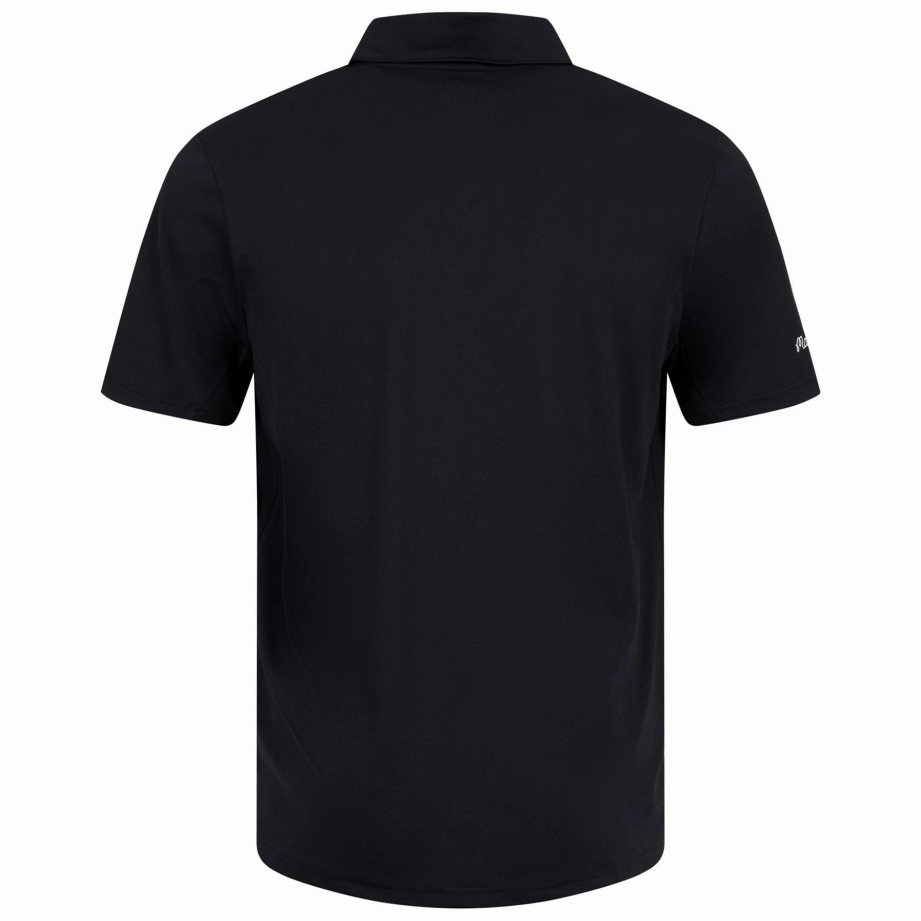 Performance Pique Polo Black Malbon Men's Golf Lifestyle Wear