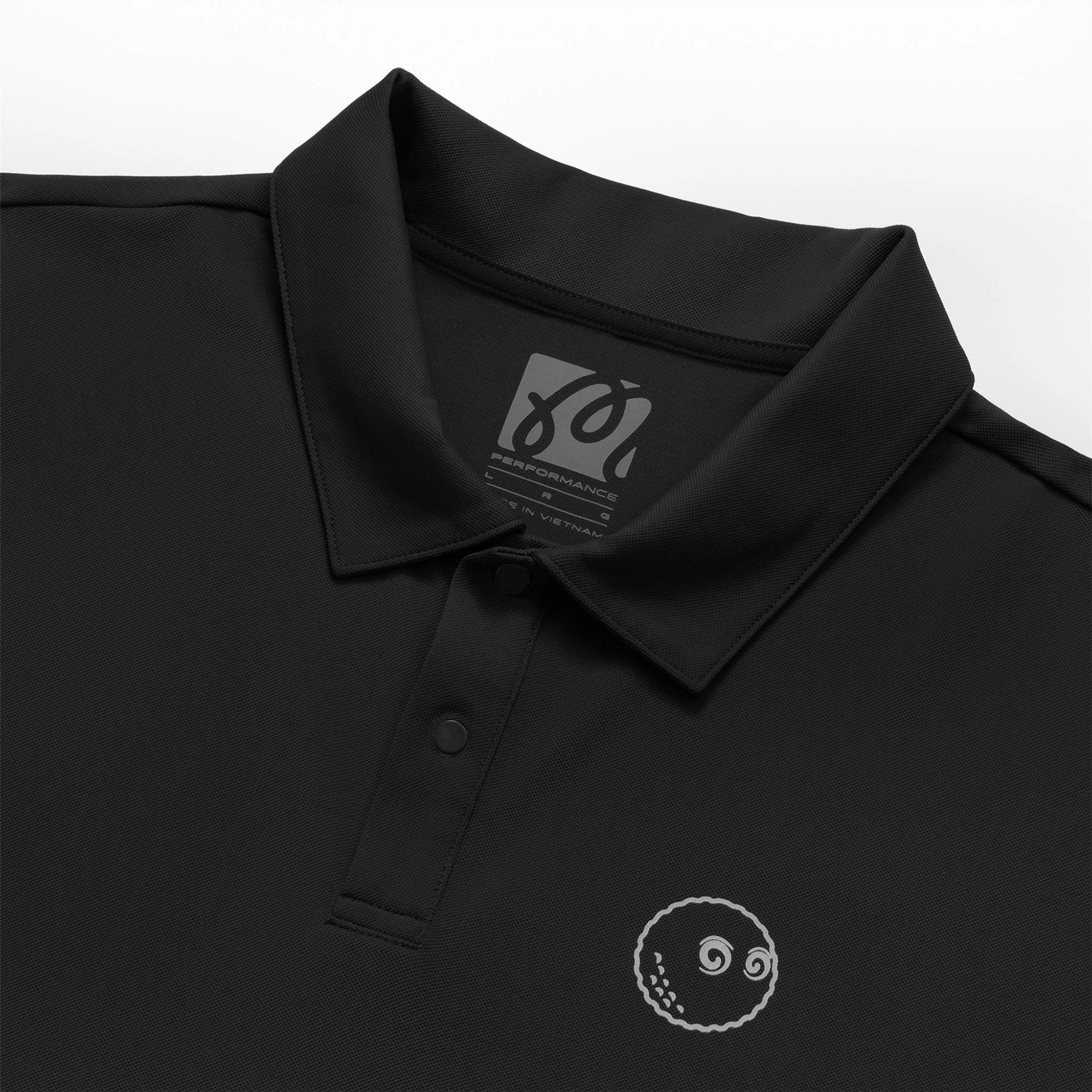 Performance Pique Polo Black Malbon Men's Golf Lifestyle Wear