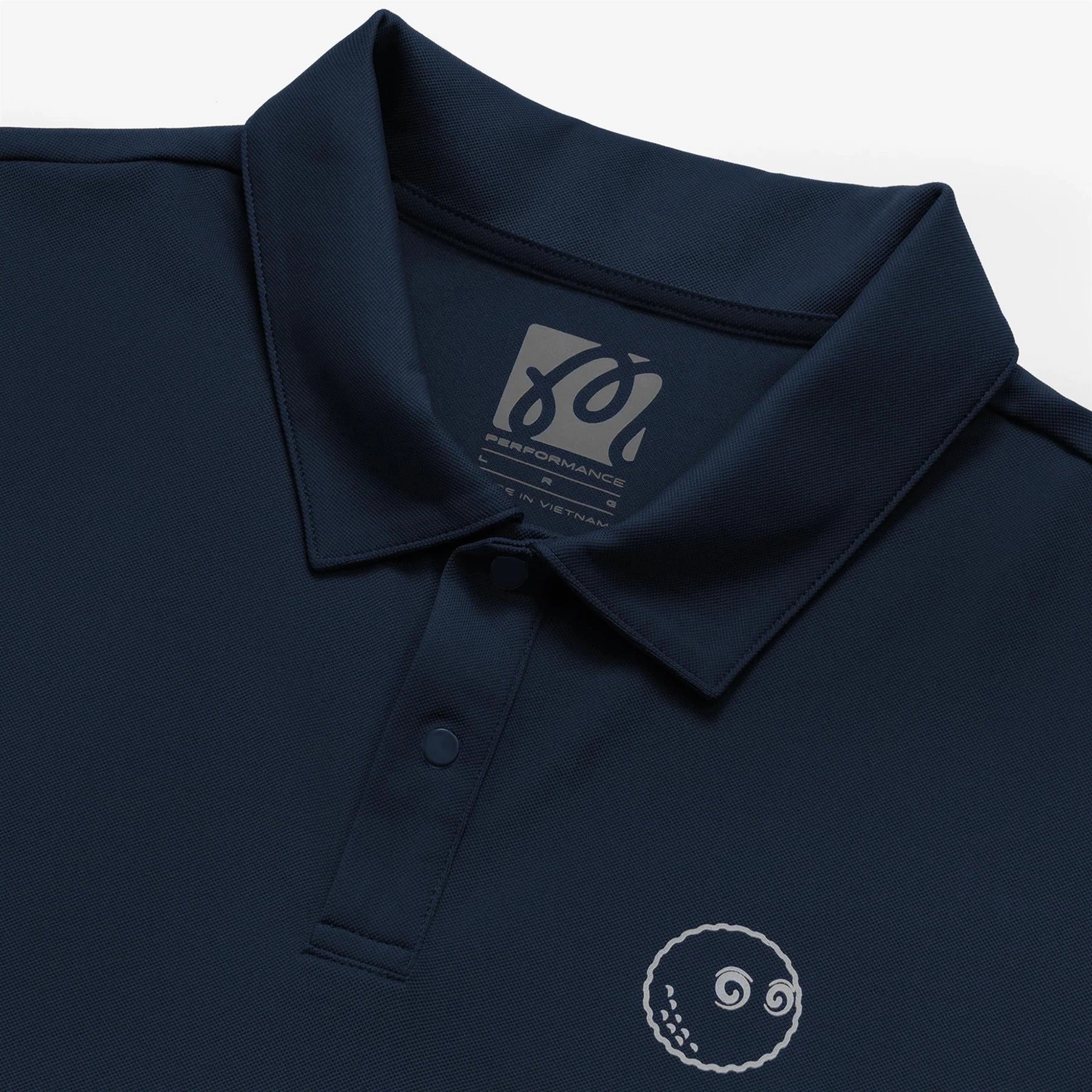Performance Pique Polo Navy Malbon Men's Golf Lifestyle Wear