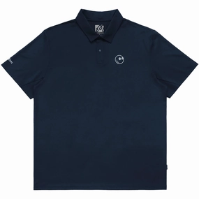 Performance Pique Polo Navy Malbon mens golf lifestyle wear