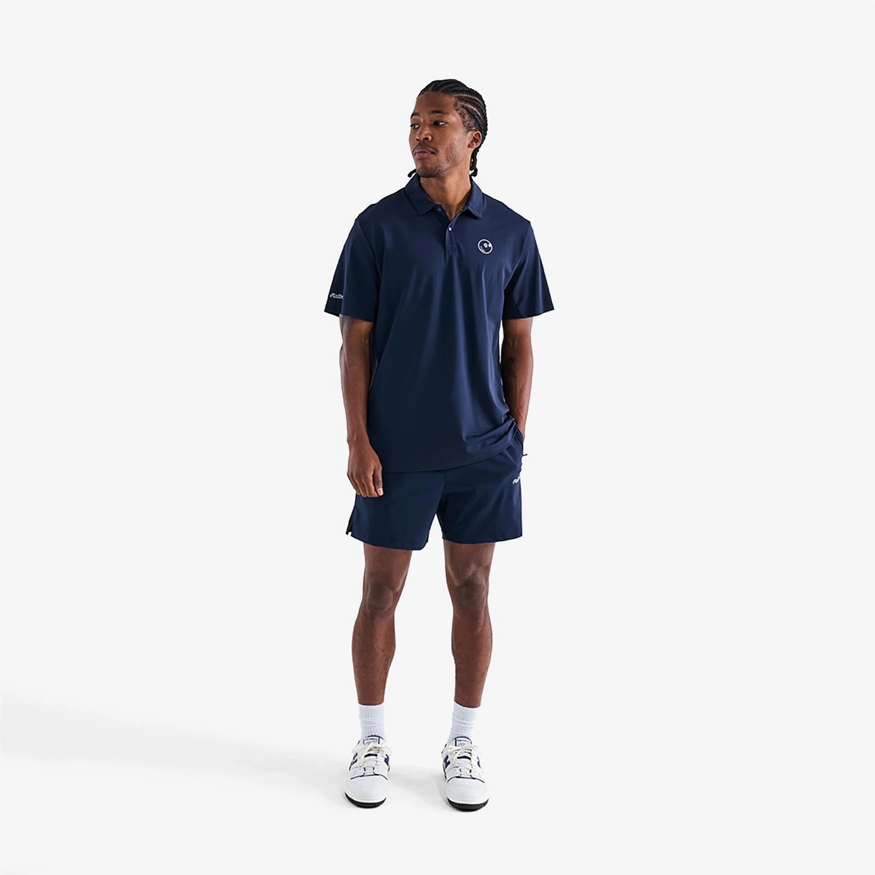 Performance Pique Polo Navy Malbon Men's Golf Lifestyle Wear