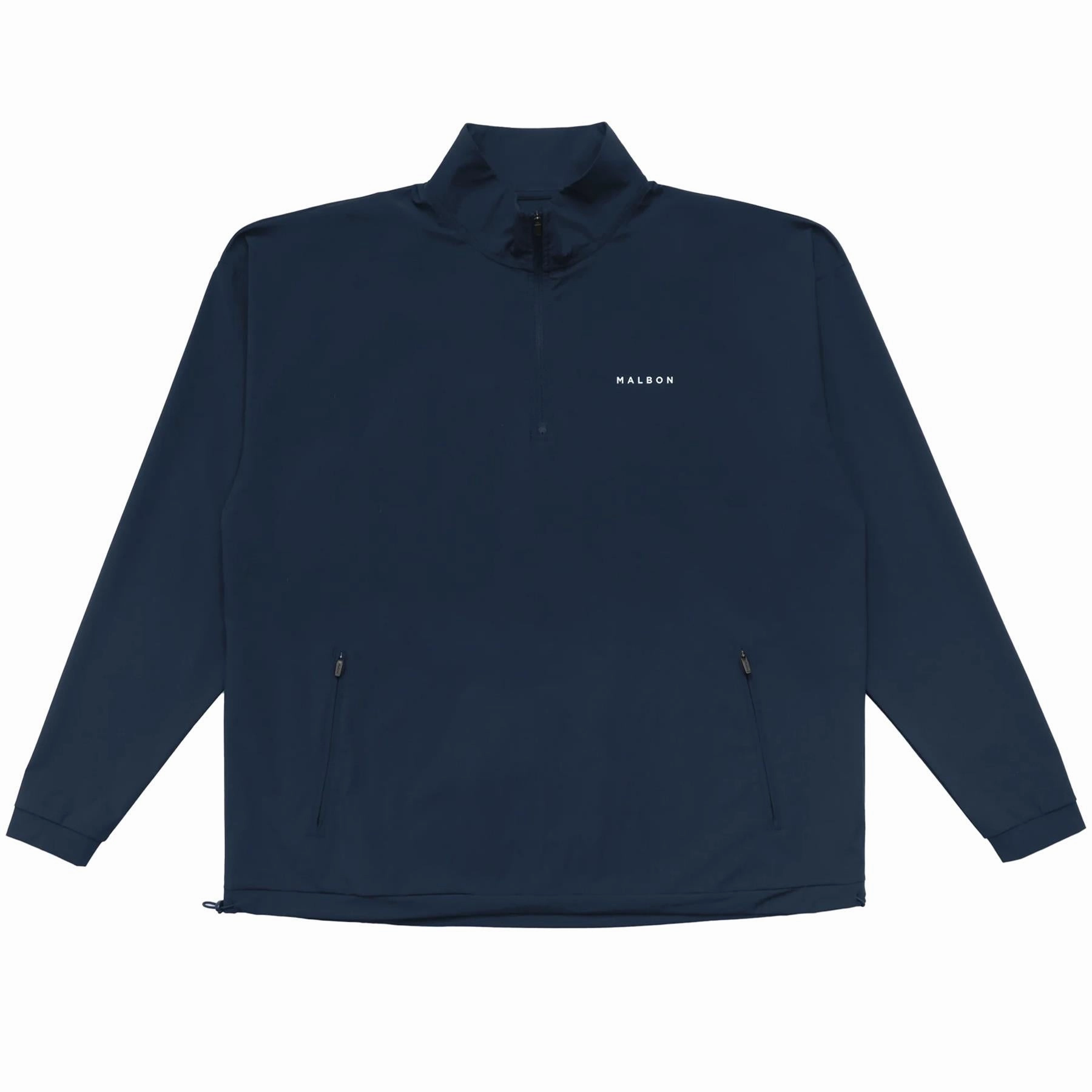 Performance Quarter Zip Shell Pullover Navy Malbon Men's Golf Lifestyle Wear