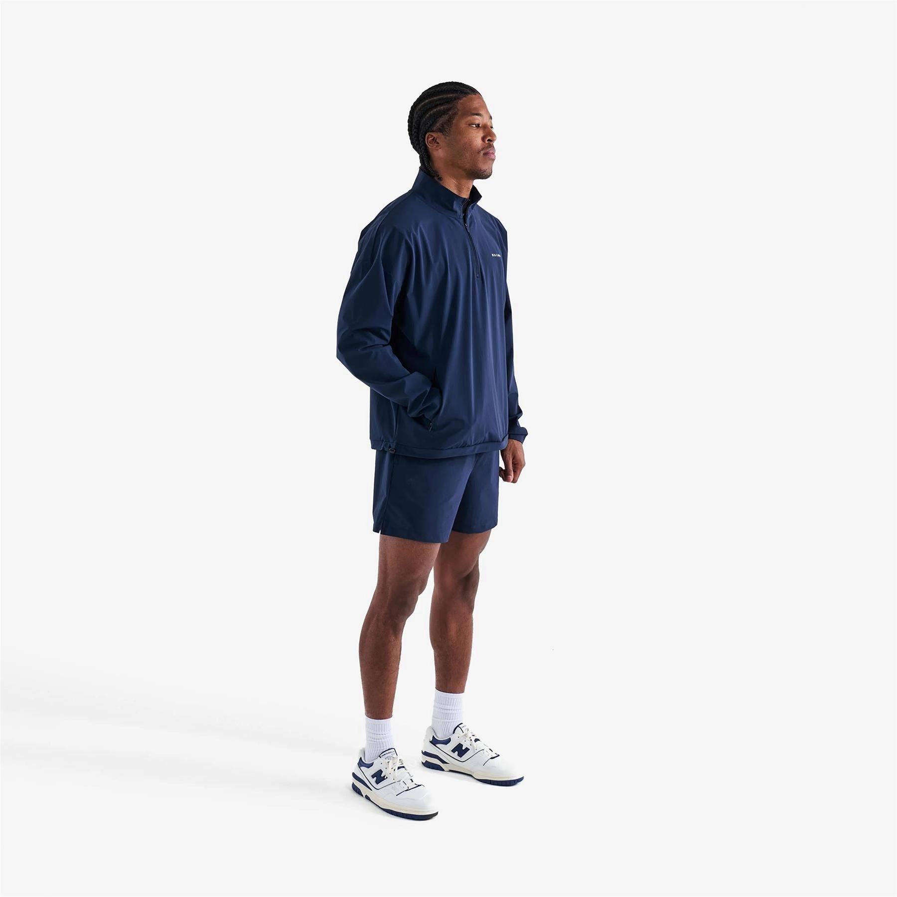 Performance Quarter Zip Shell Pullover Navy Malbon Men's Golf Lifestyle Wear