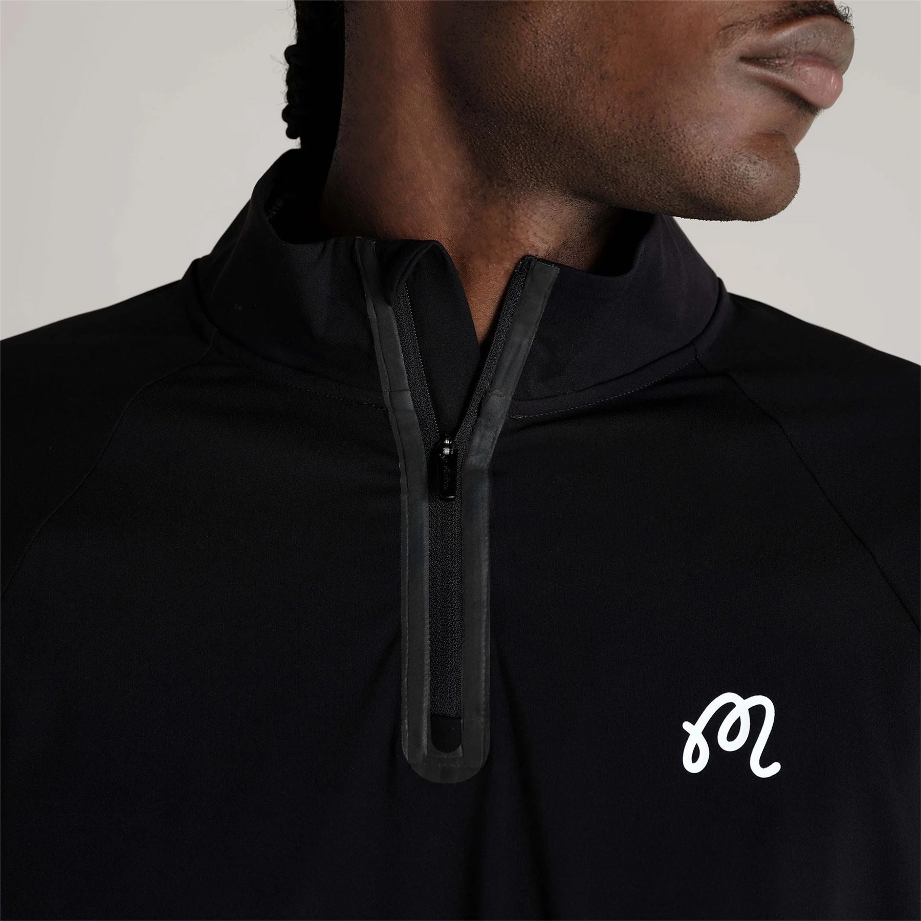 Performance Raglan Quarter Zip Mid Layer Black Malbon Men's Golf Lifestyle Wear