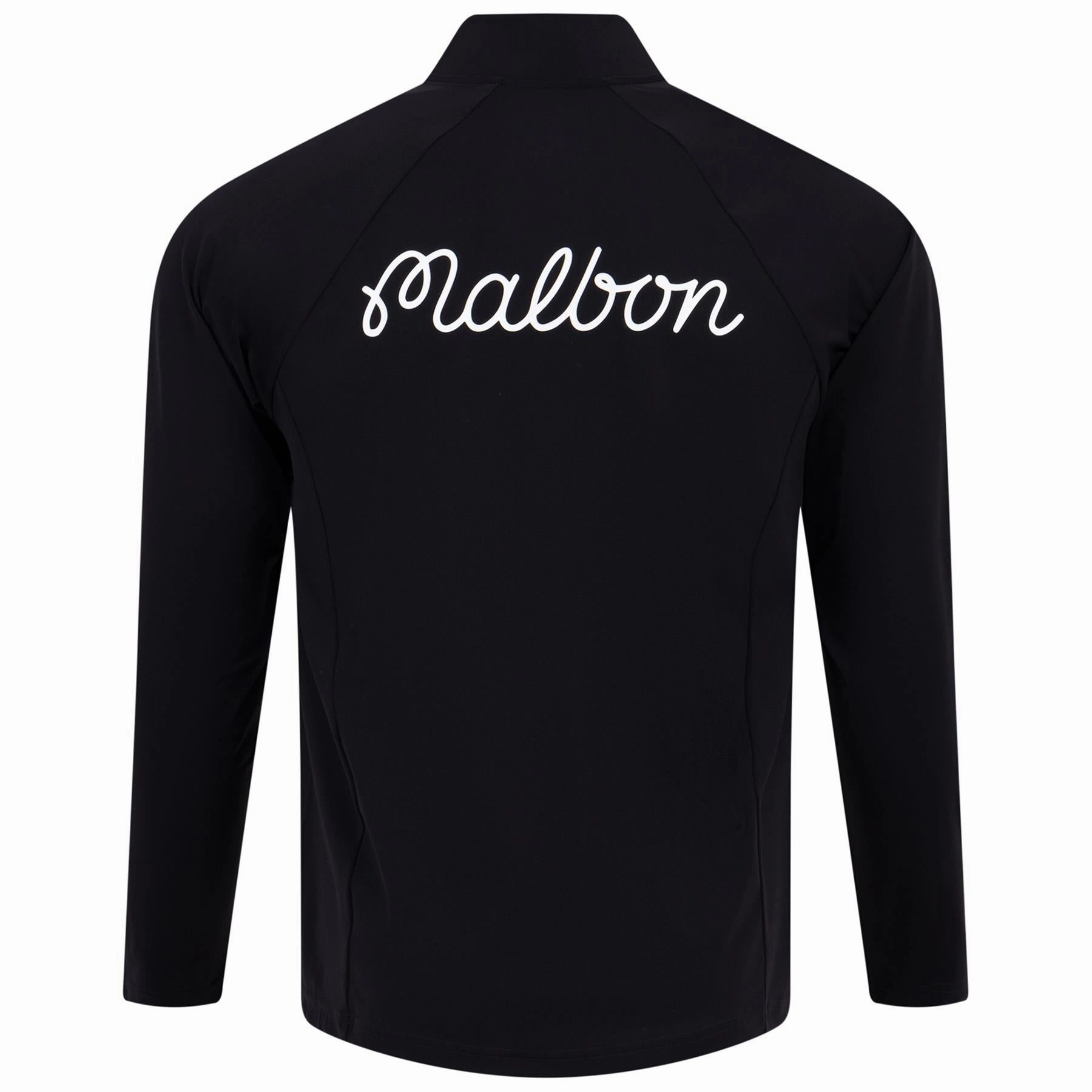 Performance Raglan Quarter Zip Mid Layer Black Malbon Men's Golf Lifestyle Wear