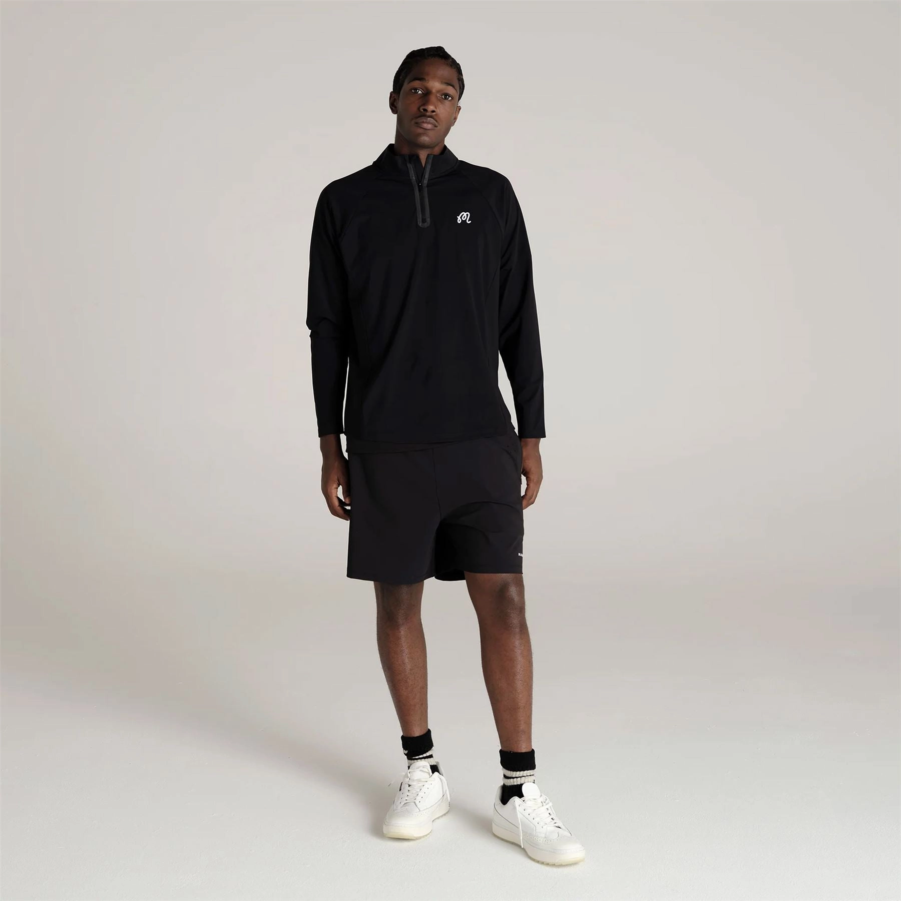 Performance Raglan Quarter Zip Mid Layer Black Malbon mens golf lifestyle wear