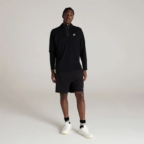 Performance Raglan Quarter Zip Mid Layer Black Malbon mens golf lifestyle wear