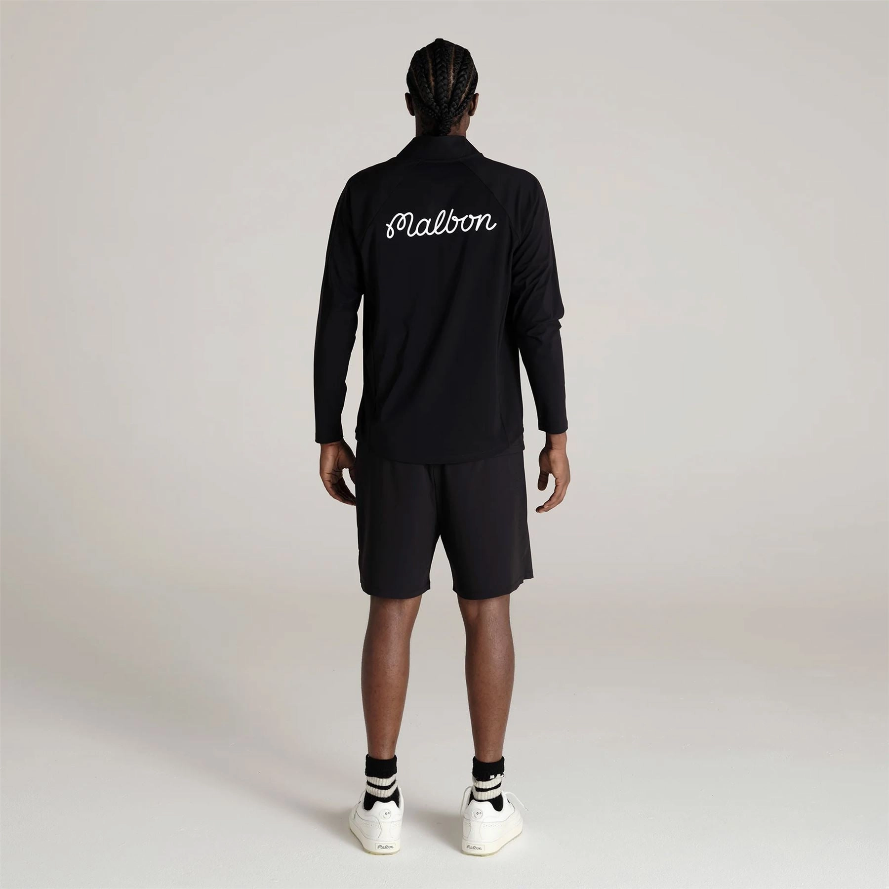 Performance Raglan Quarter Zip Mid Layer Black Malbon Men's Golf Lifestyle Wear