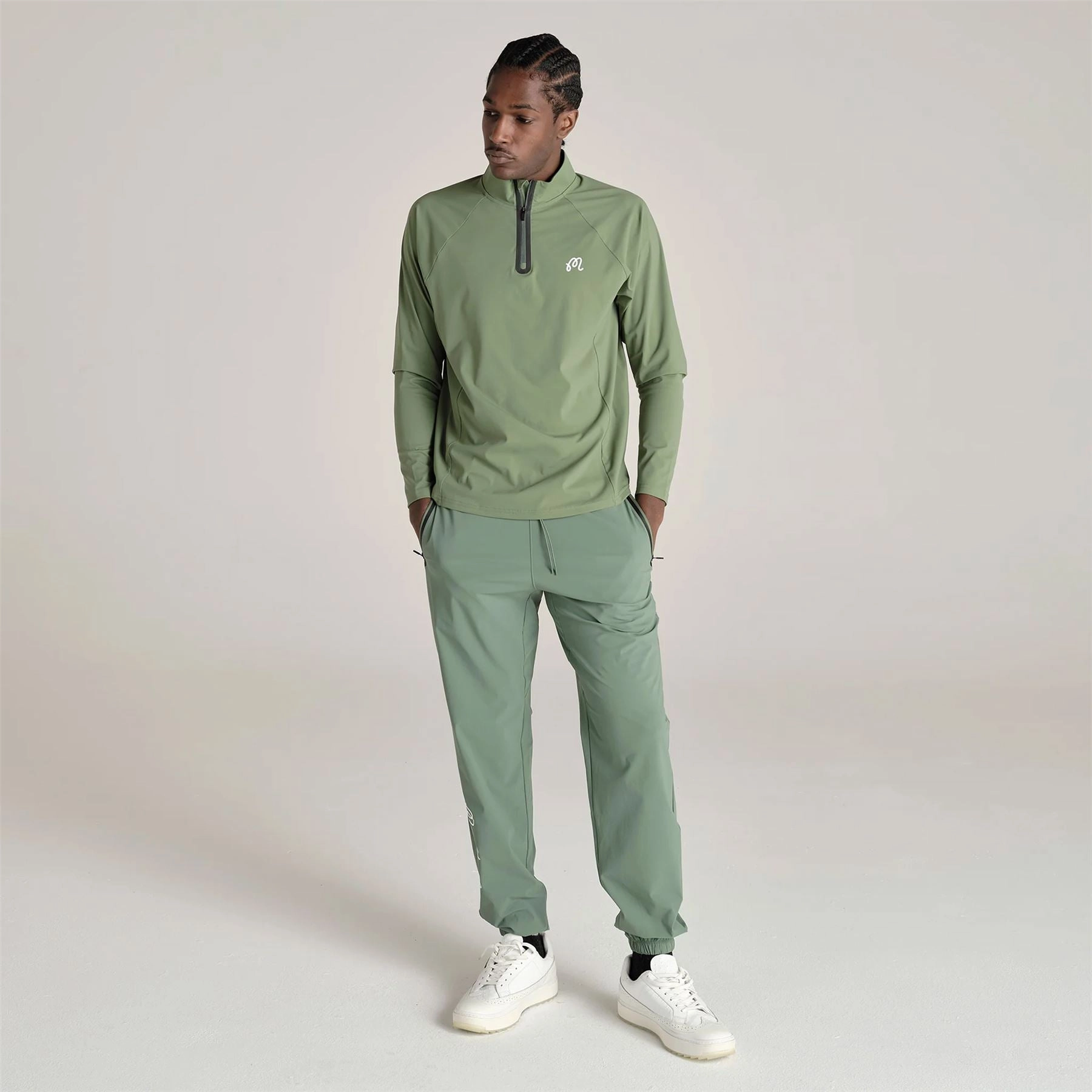 Performance Raglan Quarter Zip Mid Layer Forest Malbon mens golf lifestyle wear