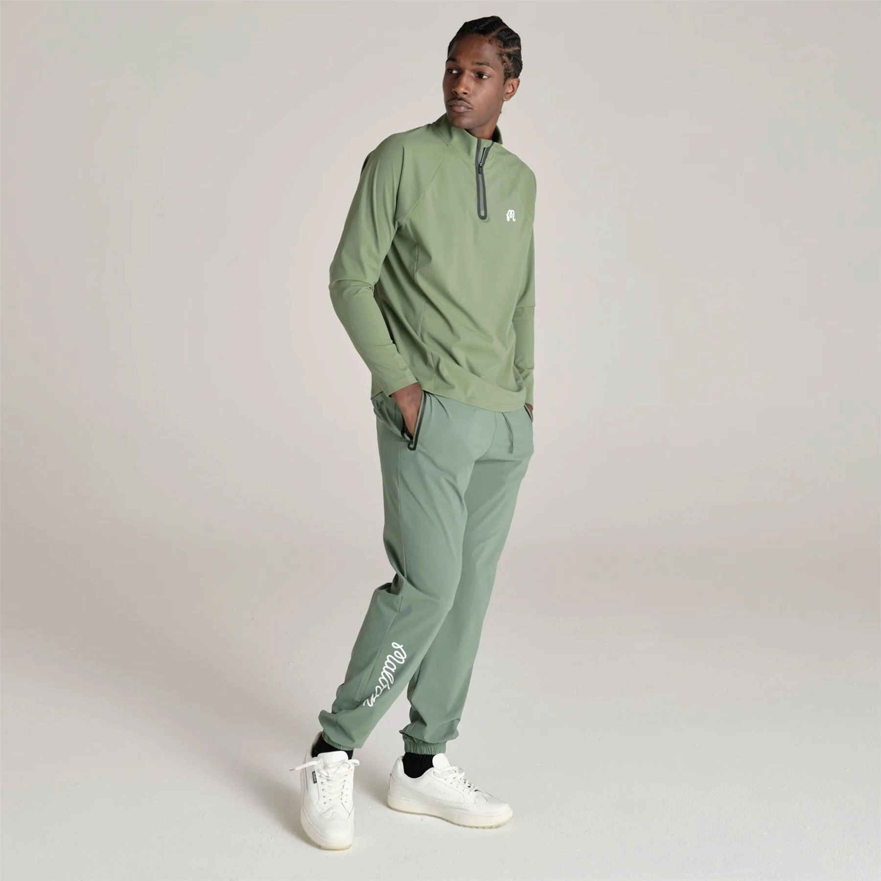 Performance Raglan Quarter Zip Mid Layer Forest Malbon Men's Golf Lifestyle Wear
