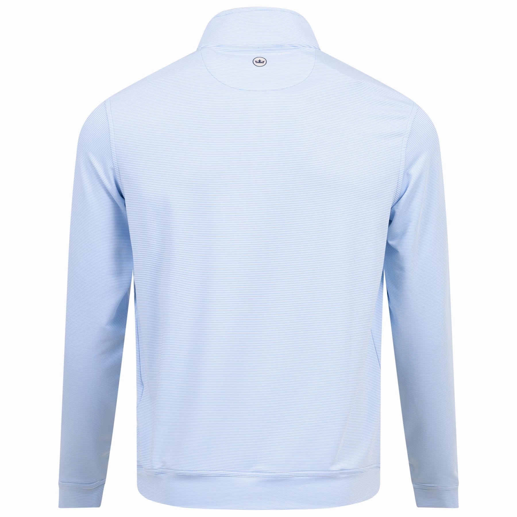 Perth Mini Stripe Quarter Zip Mid Layer Cottage Blue/White Peter Millar Menswear Collection