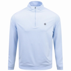 Perth Mini Stripe Quarter Zip Mid Layer Cottage Blue/White Peter Millar clothing for men