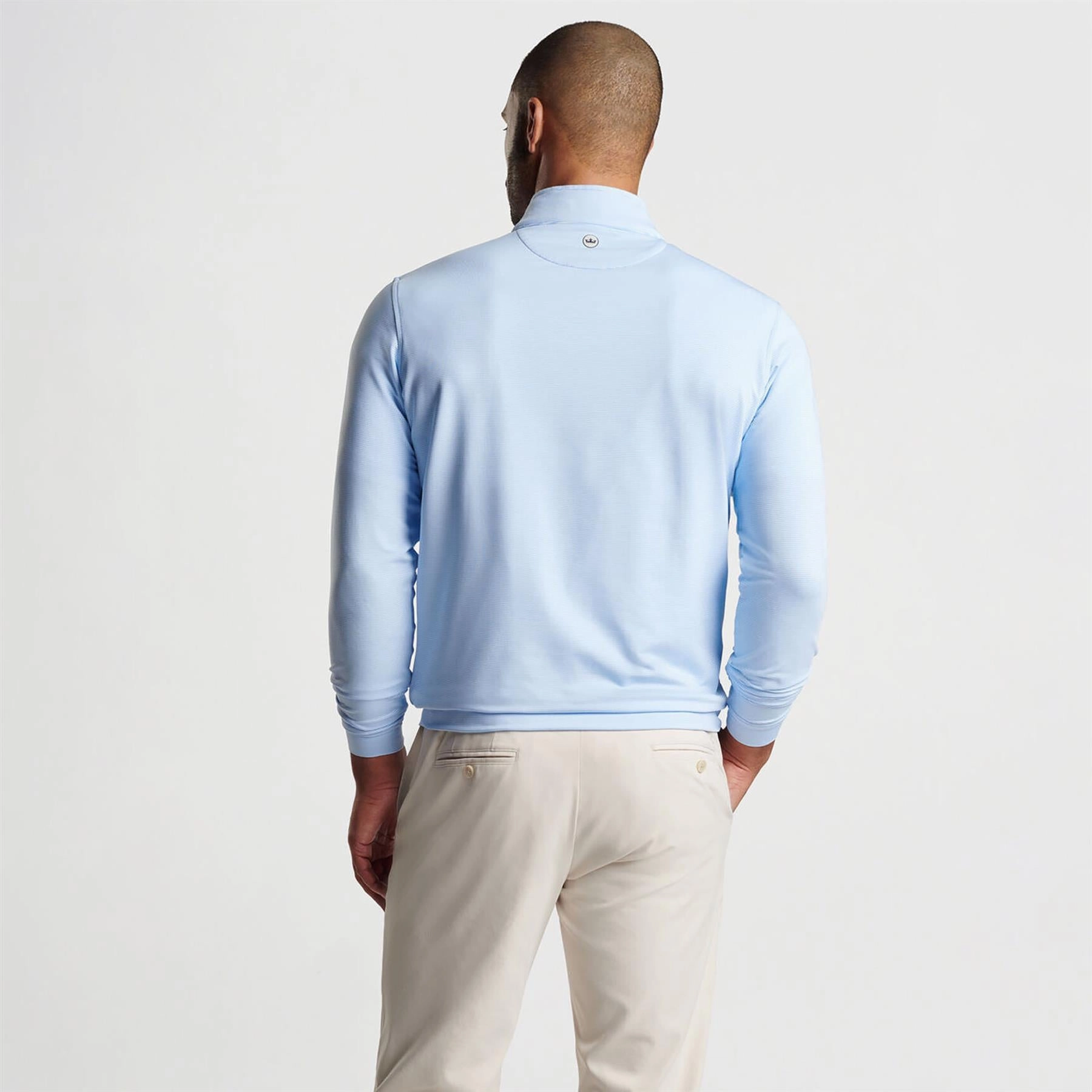 Perth Mini Stripe Quarter Zip Mid Layer Cottage Blue/White Peter Millar Menswear Collection