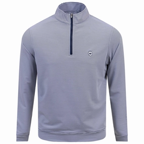 Perth Mini Stripe Quarter Zip Mid Layer Navy/White Peter Millar clothing for men