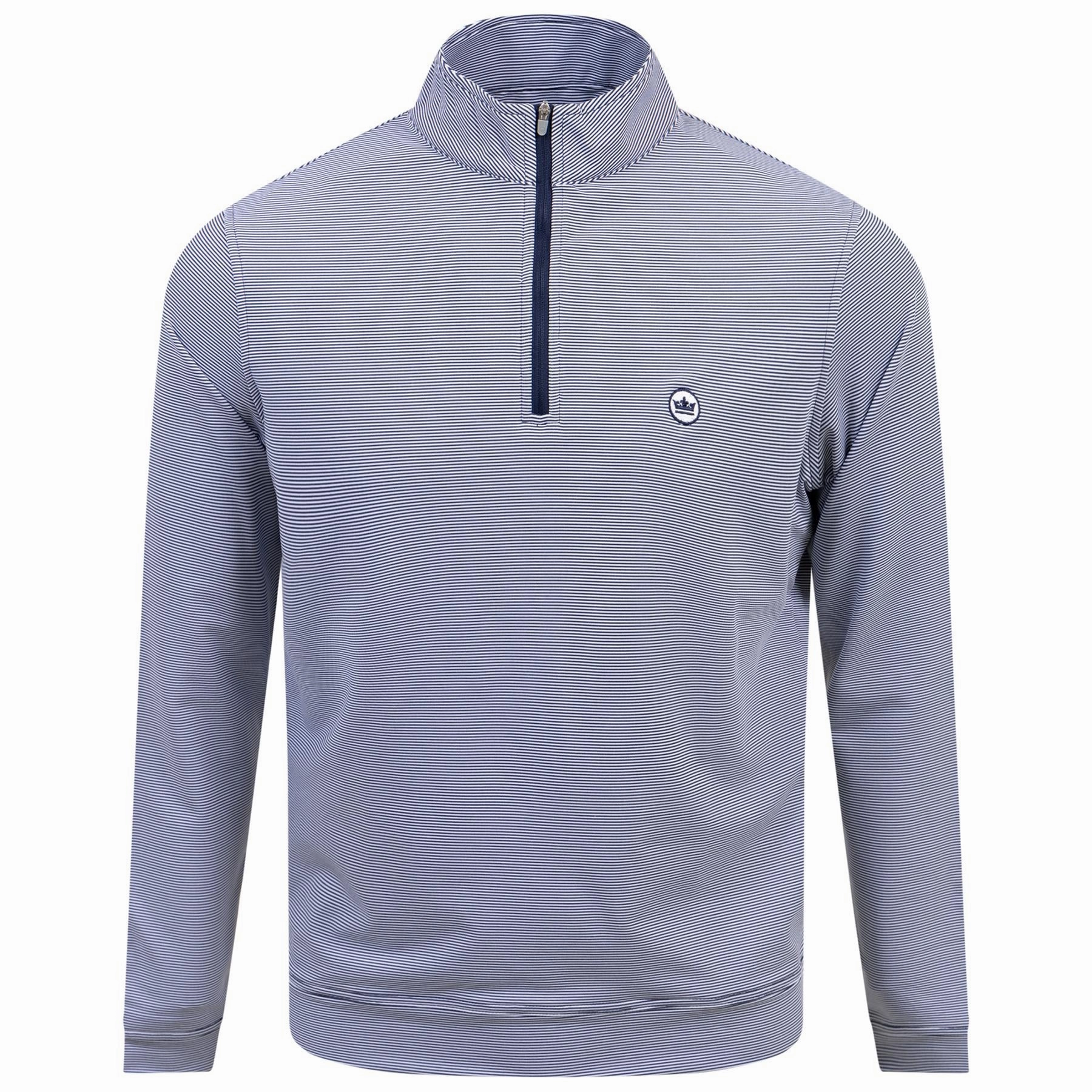 Perth Mini Stripe Quarter Zip Mid Layer Navy/White Peter Millar clothing for men