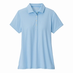 Peter Millar Ladies Trillium Neat Short Sleeve Button Polo - Cottage Blue Peter Millar womens apparel