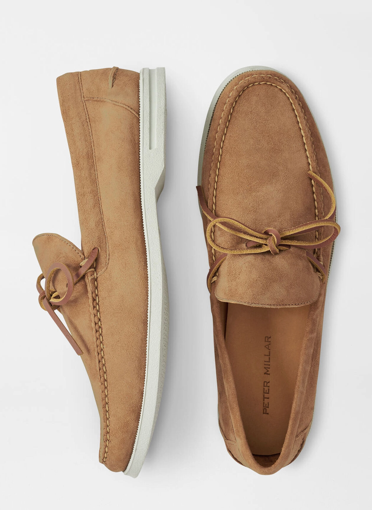 PETER MILLAR Men's Excursionist Boat Shoe - WHISKEY Men's Durable Golf Shoes