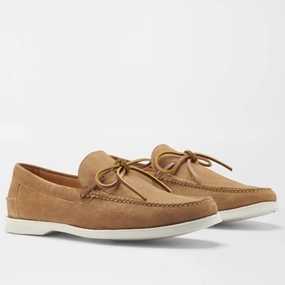 PETER MILLAR Men's Excursionist Boat Shoe - WHISKEY Mens durable golf shoe collection