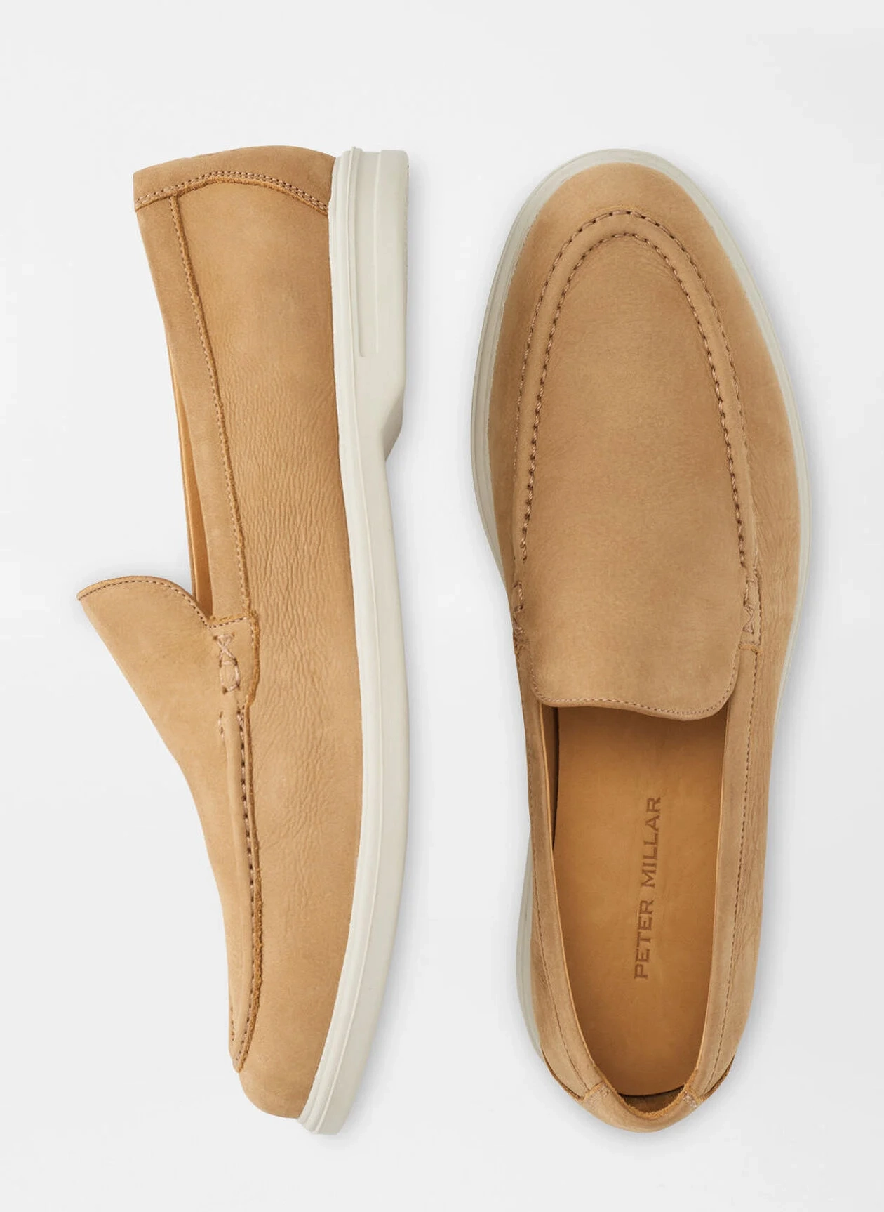 PETER MILLAR Men's Excursionist Nubuck Venetian Loafer - BEACH Men's Durable Golf Shoes
