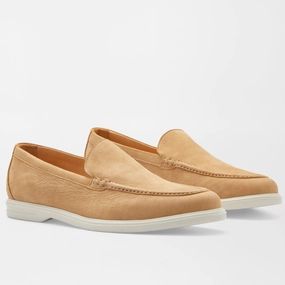 PETER MILLAR Men's Excursionist Nubuck Venetian Loafer - BEACH Mens durable golf shoe collection
