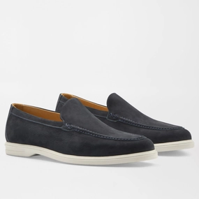PETER MILLAR Men's Excursionist Nubuck Venetian Loafer - DARK NAVY Mens durable golf shoe collection