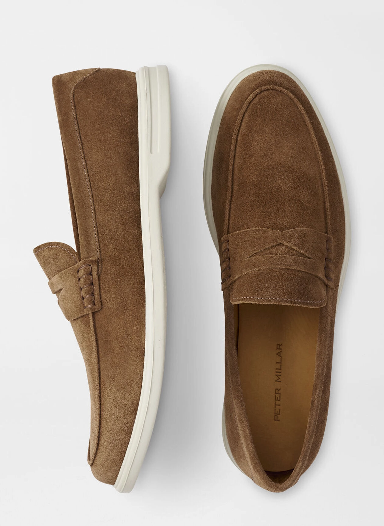PETER MILLAR Men's Excursionist Penny Loafer - CHESTNUT Men's Durable Golf Shoes