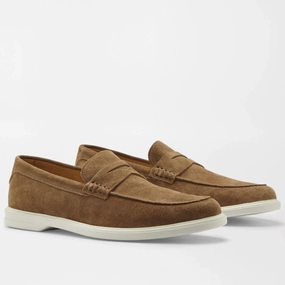 PETER MILLAR Men's Excursionist Penny Loafer - CHESTNUT Mens durable golf shoe collection