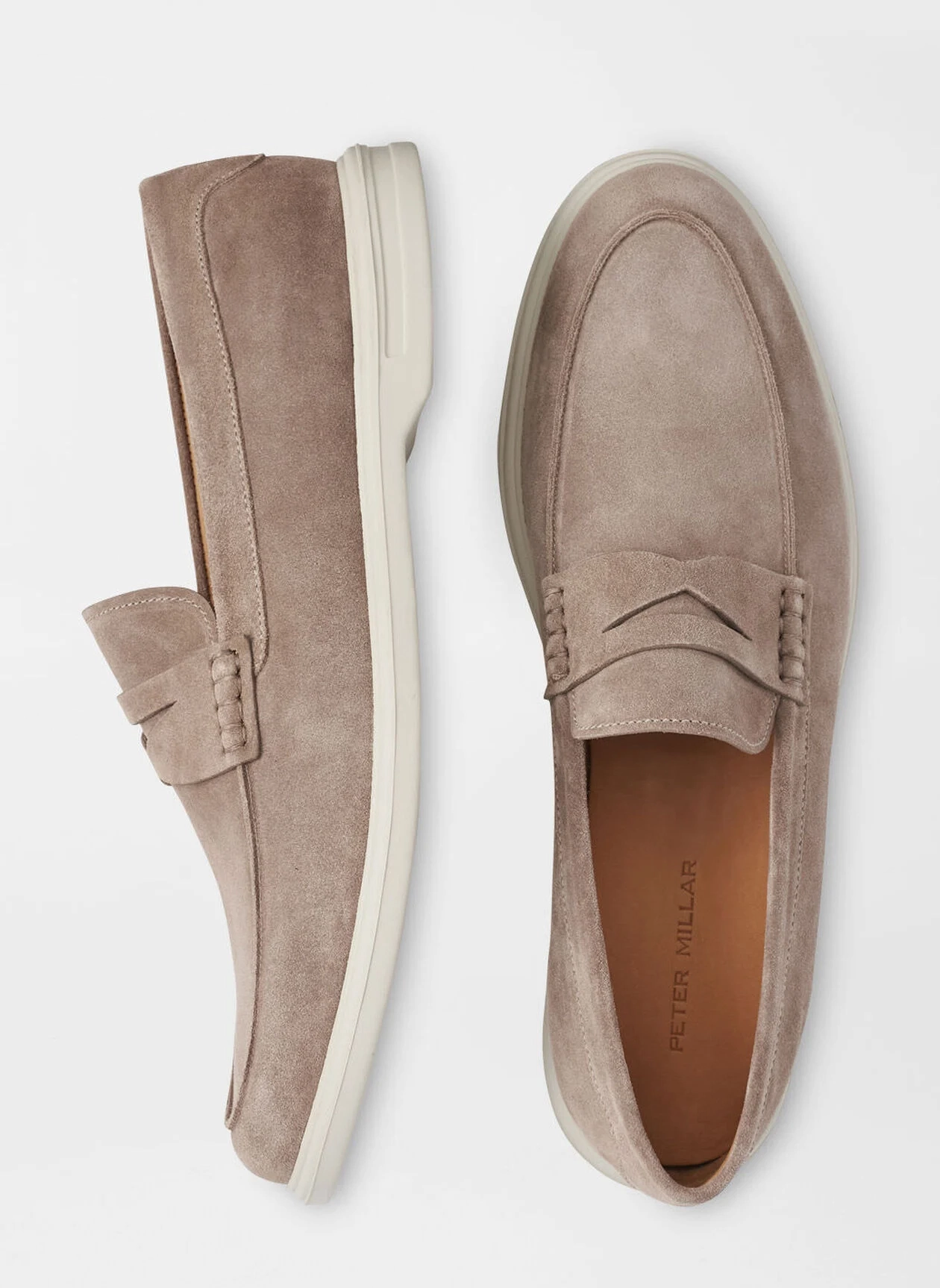 PETER MILLAR Men's Excursionist Penny Loafer - PEBBLE Men's Durable Golf Shoes