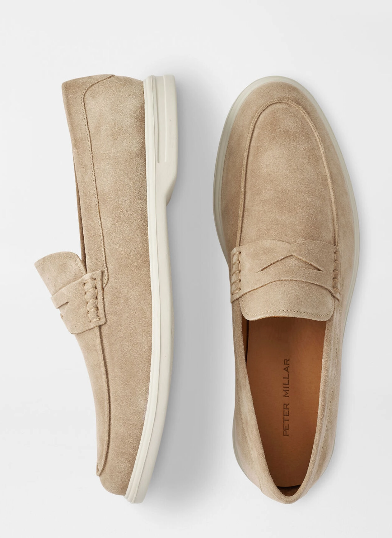 PETER MILLAR Men's Excursionist Penny Loafer - SAND Men's Durable Golf Shoes