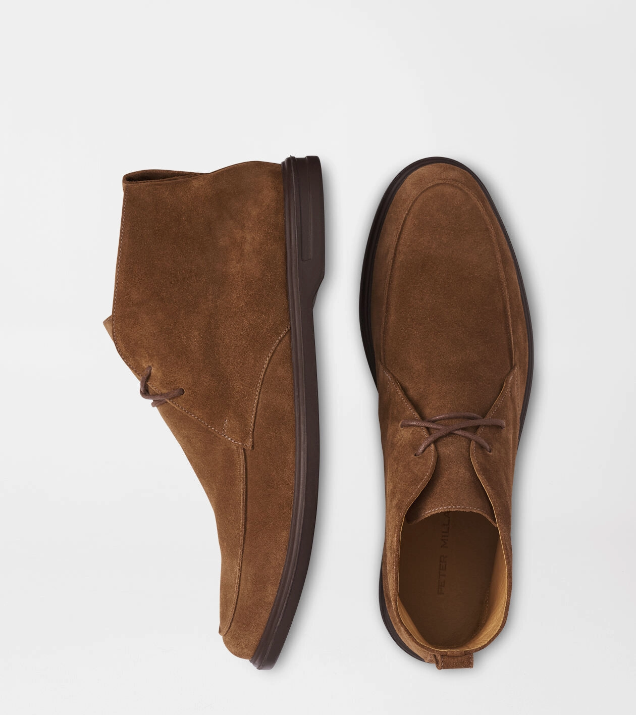 PETER MILLAR Men's Excursionist Suede Lace Up Derby Boot - DARK AMBER Men's Durable Golf Shoes