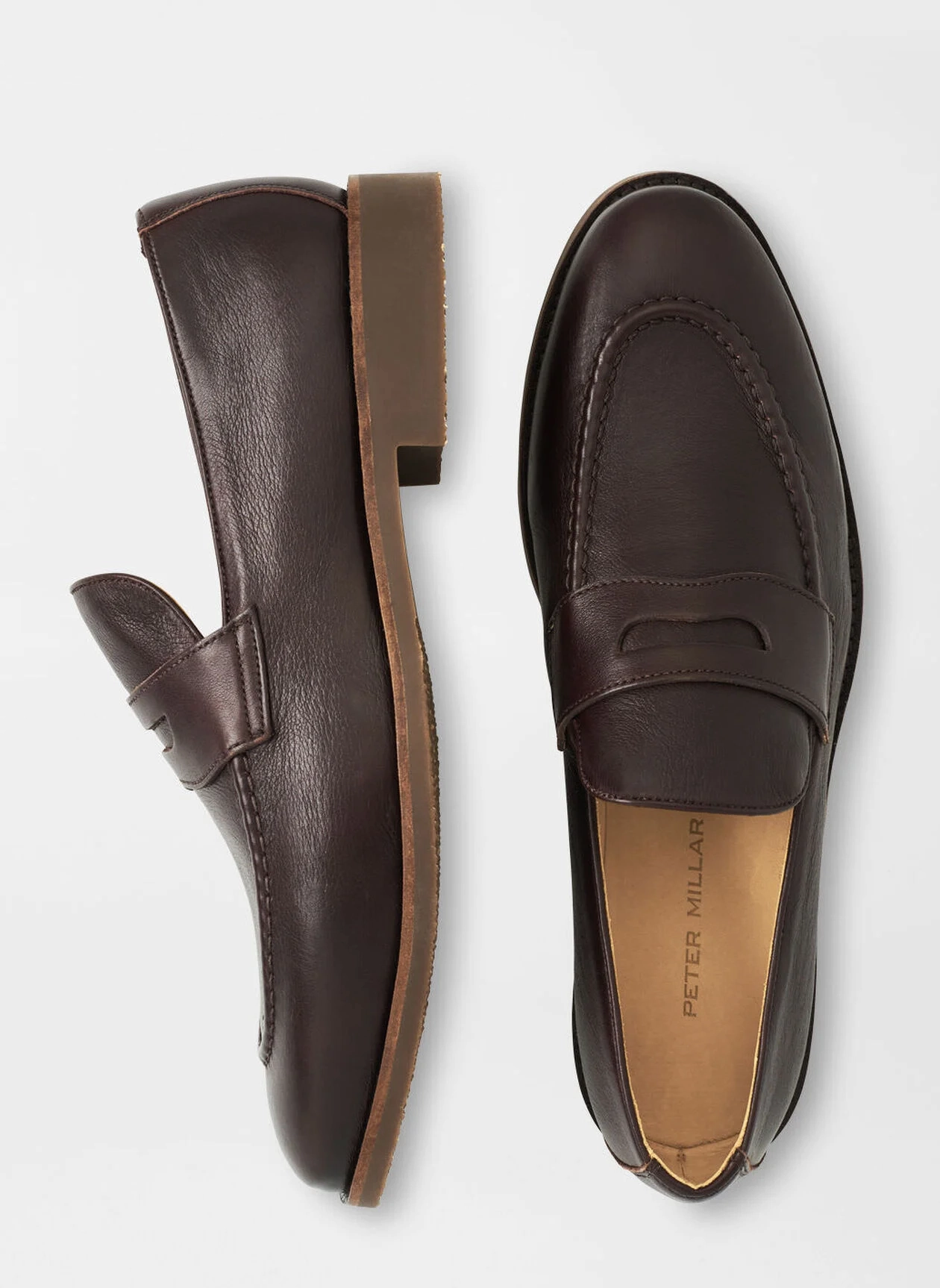 PETER MILLAR Men's Madison Penny Loafer - CHOCOLATE Men's Durable Golf Shoes
