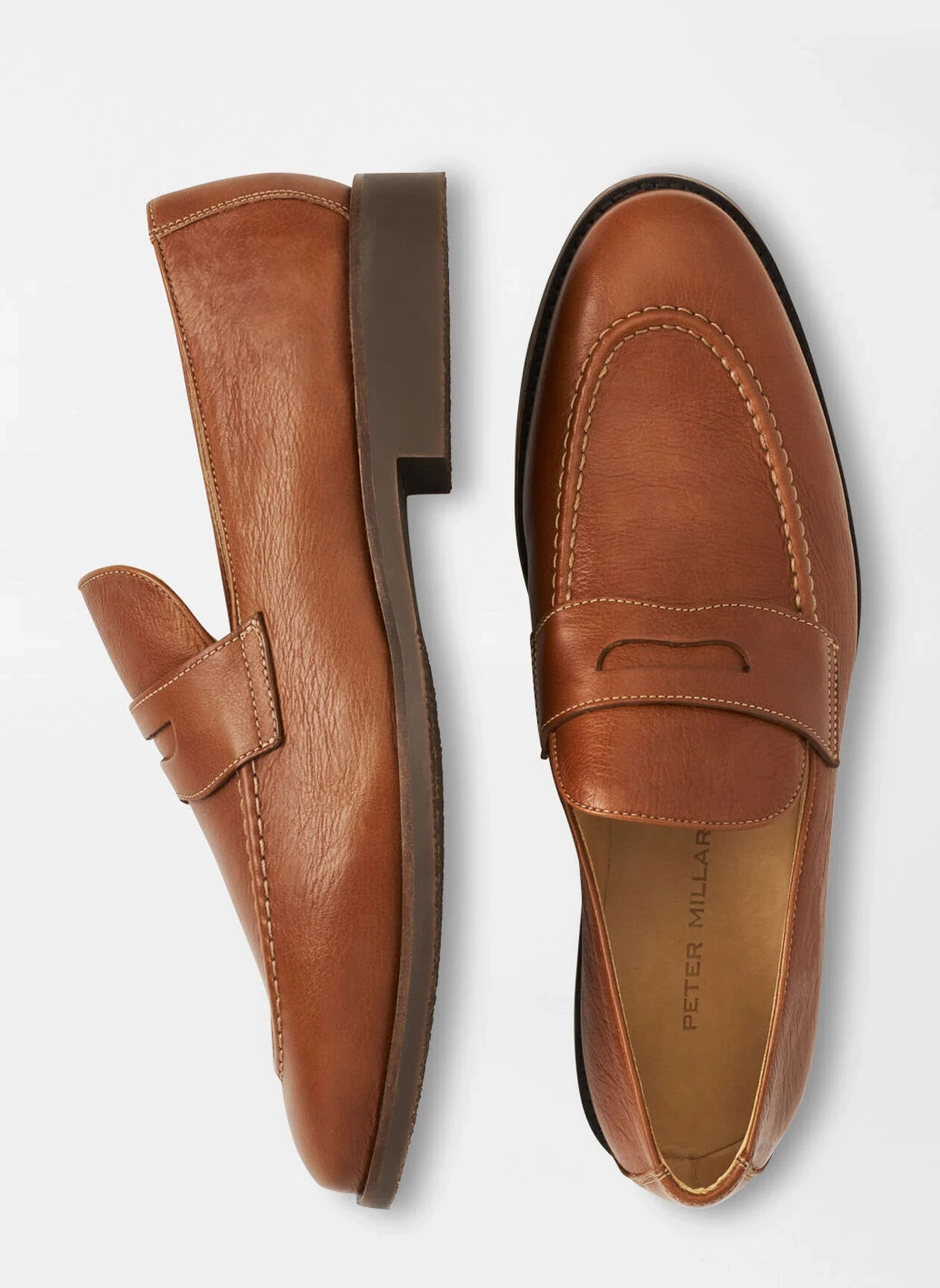 PETER MILLAR Men's Madison Penny Loafer - COGNAC Men's Durable Golf Shoes
